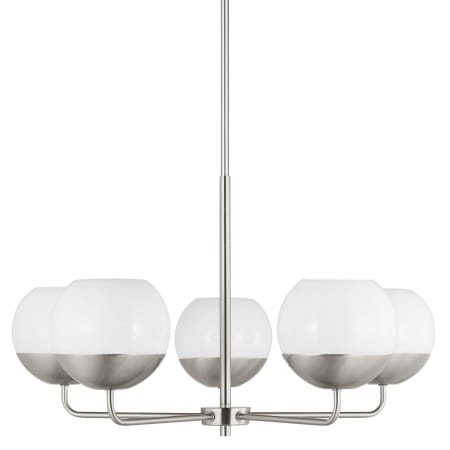 Visual Comfort Alvin 5 Light 26" Wide Chandelier with Frosted Glass Shades Brushed Nickel