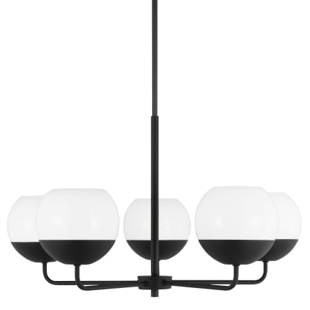 Visual Comfort Alvin 5 Light 26" Wide LED Chandelier with Frosted Glass Shades Midnight Black