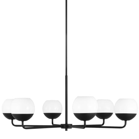 Visual Comfort Alvin 6 Light 38" Wide Chandelier with Frosted Glass Shades Midnight Black