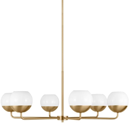 Visual Comfort Alvin 6 Light 38" Wide Chandelier with Frosted Glass Shades Satin Brass