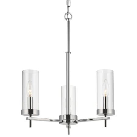Visual Comfort Zire 3 Light 18" Wide Outdoor Pillar Candle Chandelier / Semi-Flush Ceiling Fixture Chrome