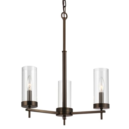 Visual Comfort Zire 3 Light 18" Wide Outdoor Pillar Candle Chandelier / Semi-Flush Ceiling Fixture Brushed Oil Rubbed Bronze