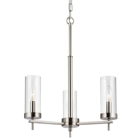 Visual Comfort Zire 3 Light 18" Wide LED Outdoor Pillar Candle Chandelier / Semi-Flush Ceiling Fixture Brushed Nickel