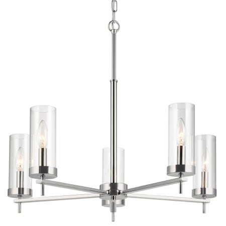 Visual Comfort Zire 5 Light 26" Wide Outdoor Pillar Candle Chandelier Chrome