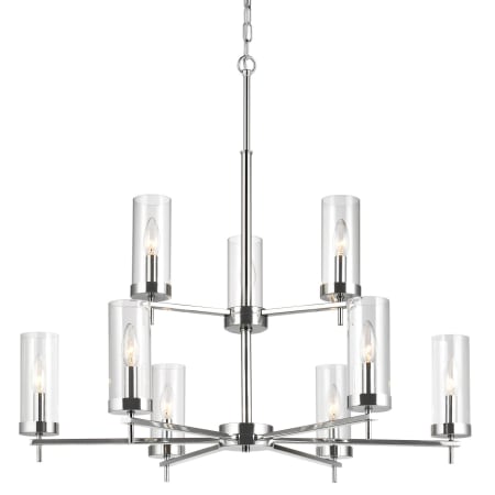 Visual Comfort Zire 9 Light 32" Wide Outdoor Pillar Candle Chandelier Chrome