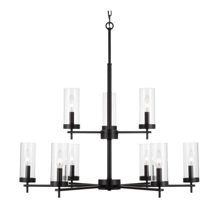 Visual Comfort Zire 9 Light 32" Wide Outdoor Pillar Candle Chandelier Midnight Black