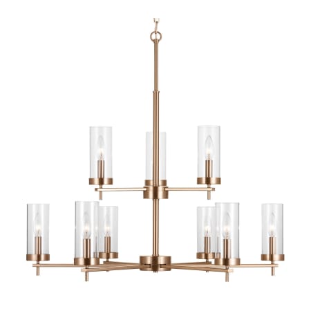 Visual Comfort Zire 9 Light 32" Wide Outdoor Pillar Candle Chandelier Satin Brass