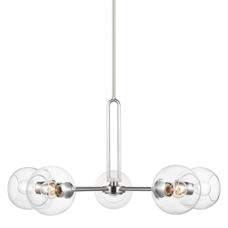 Visual Comfort Codyn 5 Light 34" Wide Chandelier with Clear Glass Shades Brushed Nickel