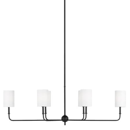 Visual Comfort Foxdale 6 Light 44" Wide Linear Chandelier with Linen Shades Midnight Black