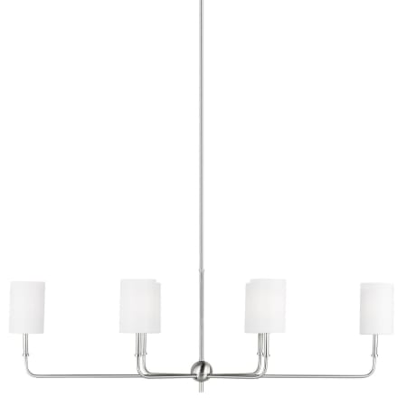 Visual Comfort Foxdale 6 Light 44" Wide LED Linear Chandelier with Linen Shades Brushed Nickel