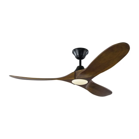 Visual Comfort Maverick II LED 52" 3 Blade Indoor DC Motor Ceiling Fan - Remote Control and LED Light Kit Included Matte Black / Dark Walnut