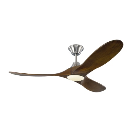 Visual Comfort Maverick II LED 52" 3 Blade Indoor DC Motor Ceiling Fan - Remote Control and LED Light Kit Included Brushed Steel / Dark Walnut