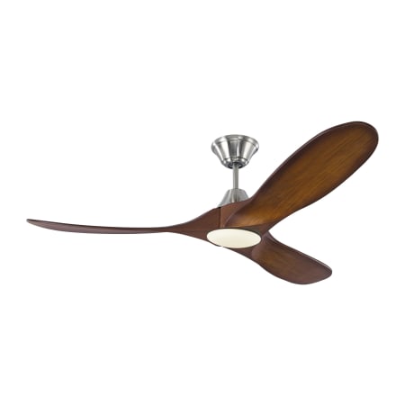 Visual Comfort Maverick II LED 52" 3 Blade Indoor DC Motor Ceiling Fan - Remote Control and LED Light Kit Included Brushed Steel / Koa