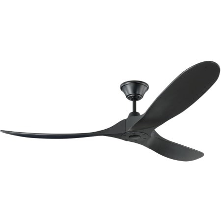 Visual Comfort Maverick 60" 3 Blade Indoor Ceiling Fan with Fan Blades and Remote Control Matte Black / Black Hand Carved