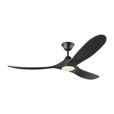 Visual Comfort Maverick LED 60" 3 Blade Indoor DC Motor Ceiling Fan - Remote Control and LED Light Kit Included Matte Black / Black