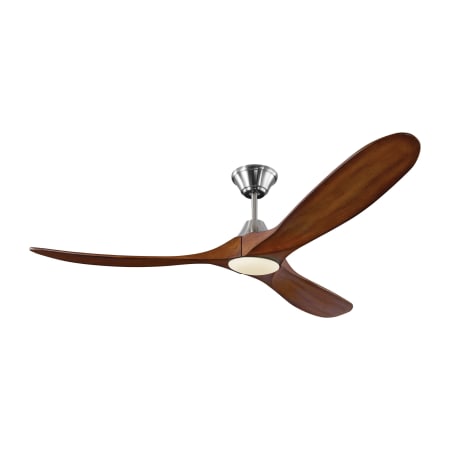 Visual Comfort Maverick LED 60" 3 Blade Indoor DC Motor Ceiling Fan - Remote Control and LED Light Kit Included Brushed Steel / Koa