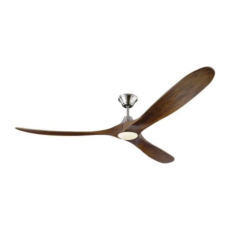 Visual Comfort Maverick Max LED 70" 3 Blade Indoor DC Motor Ceiling Fan - Remote Control and LED Light Kit Included Brushed Steel / Dark Walnut