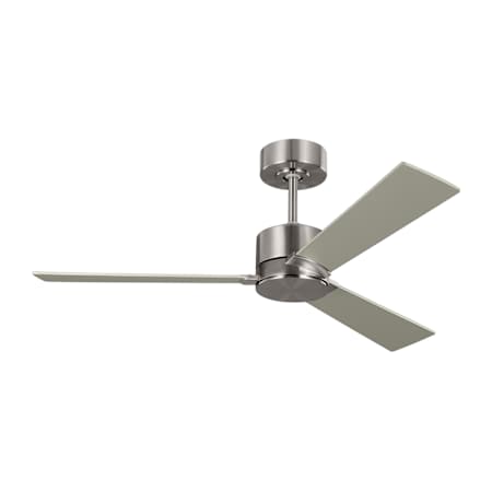 Visual Comfort Rozzen 44" 3 Blade Indoor / Outdoor Ceiling Fan with Remote Control Included Brushed Steel