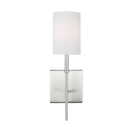 Visual Comfort Foxdale 15" Tall Bathroom Sconce with Linen Shade Brushed Nickel