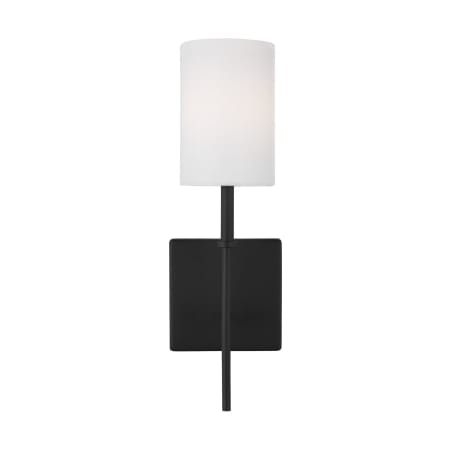 Visual Comfort Foxdale 15" Tall LED Bathroom Sconce with Linen Shade Midnight Black
