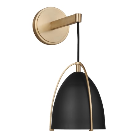 Visual Comfort Norman 15" Tall Bathroom Sconce with Midnight Black Shade Satin Brass
