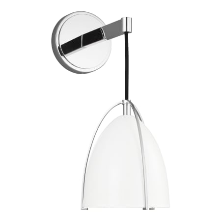 Visual Comfort Norman 15" Tall Bathroom Sconce with Matte White Shade Chrome