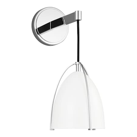 Visual Comfort Norman 15" Tall LED Bathroom Sconce with Matte White Shade - Bulb Included Chrome