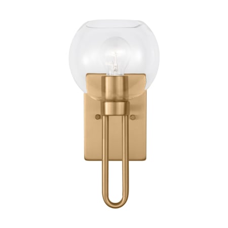 Visual Comfort Codyn 14" Tall Bathroom Sconce with Clear Glass Shade Satin Brass