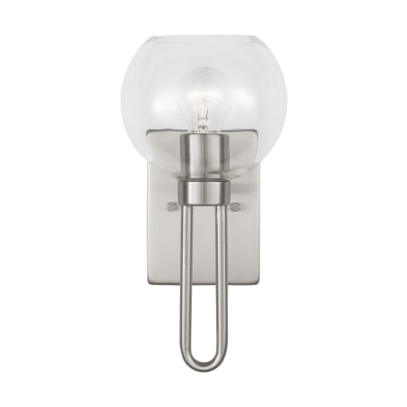 Visual Comfort Codyn 14" Tall Bathroom Sconce with Clear Glass Shade Brushed Nickel