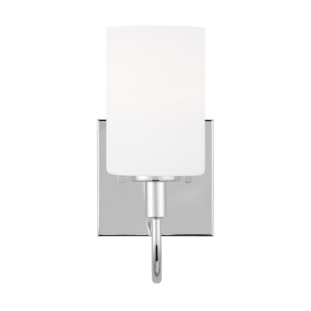 Visual Comfort Oak Moore 10" Tall Bathroom Sconce with Frosted Glass Shade Chrome