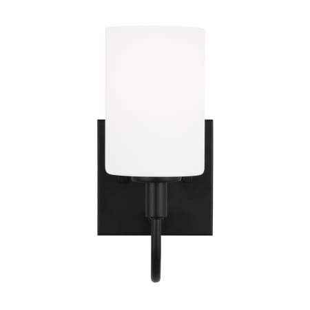 Visual Comfort Oak Moore 10" Tall Bathroom Sconce with Frosted Glass Shade Midnight Black