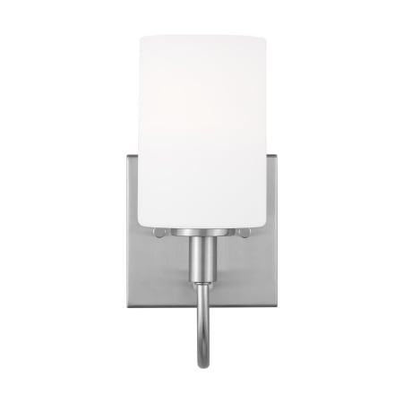 Visual Comfort Oak Moore 10" Tall Bathroom Sconce with Frosted Glass Shade Brushed Nickel