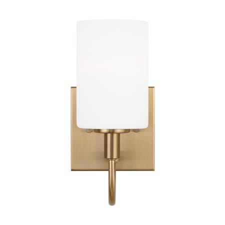 Visual Comfort Oak Moore 10" Tall LED Bathroom Sconce with Frosted Glass Shade Satin Brass