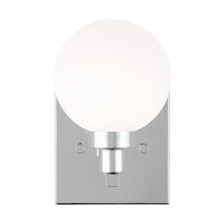 Visual Comfort Clybourn 8" Tall Bathroom Sconce with Frosted Glass Shade Chrome