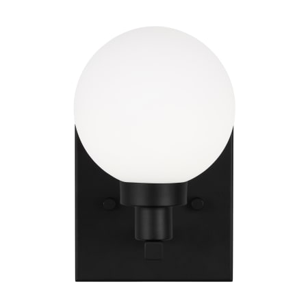 Visual Comfort Clybourn 8" Tall Bathroom Sconce with Frosted Glass Shade Midnight Black