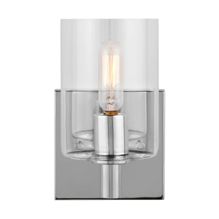 Visual Comfort Fullton 8" Tall Bathroom Sconce with Clear Glass Shade Chrome