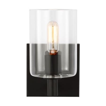 Visual Comfort Fullton 8" Tall Bathroom Sconce with Clear Glass Shade Midnight Black
