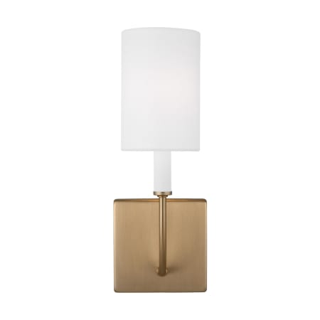 Visual Comfort Greenwich 14" Tall Bathroom Sconce with Linen Shade Satin Brass