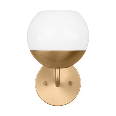 Visual Comfort Alvin 10" Tall Bathroom Sconce with Frosted Glass Shade Satin Brass