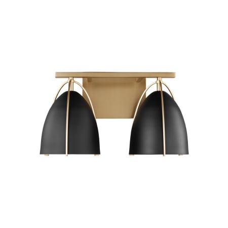 Visual Comfort Norman 2 Light 15" Wide Bathroom Vanity Light with Midnight Black Shades Satin Brass