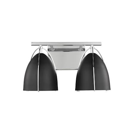 Visual Comfort Norman 2 Light 15" Wide LED Bathroom Vanity Light with Midnight Black Shades - Bulbs Included Chrome