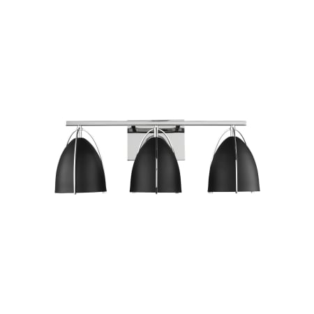Visual Comfort Norman 3 Light 24" Wide Bathroom Vanity Light with Midnight Black Shades Chrome