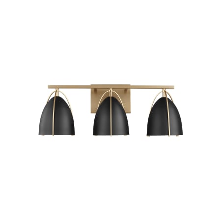 Visual Comfort Norman 3 Light 24" Wide Bathroom Vanity Light with Midnight Black Shades Satin Brass