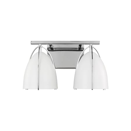 Visual Comfort Norman 2 Light 15" Wide Bathroom Vanity Light with Matte White Shades Chrome