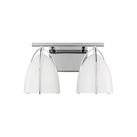 Visual Comfort Norman 2 Light 15" Wide LED Bathroom Vanity Light with Matte White Shades - Bulbs Included Chrome