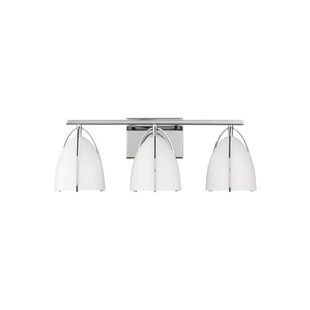 Visual Comfort Norman 3 Light 24" Wide Bathroom Vanity Light with Matte White Shades Chrome