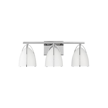 Visual Comfort Norman 3 Light 24" Wide LED Bathroom Vanity Light with Matte White Shades - Bulbs Included Chrome