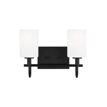 Visual Comfort Oak Moore 2 Light 14" Wide LED Vanity Light with Frosted Glass Shades Midnight Black