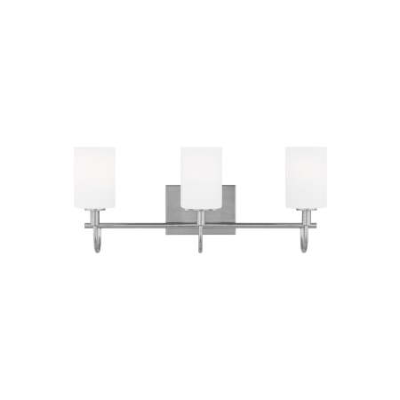 Visual Comfort Oak Moore 3 Light 24" Wide LED Vanity Light with Frosted Glass Shades Brushed Nickel