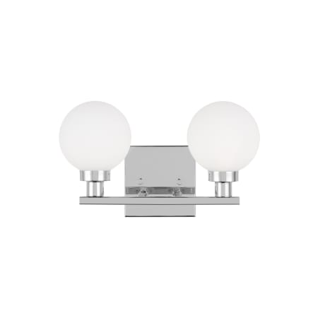 Visual Comfort Clybourn 2 Light 13" Wide Vanity Light with Frosted Glass Shades Chrome